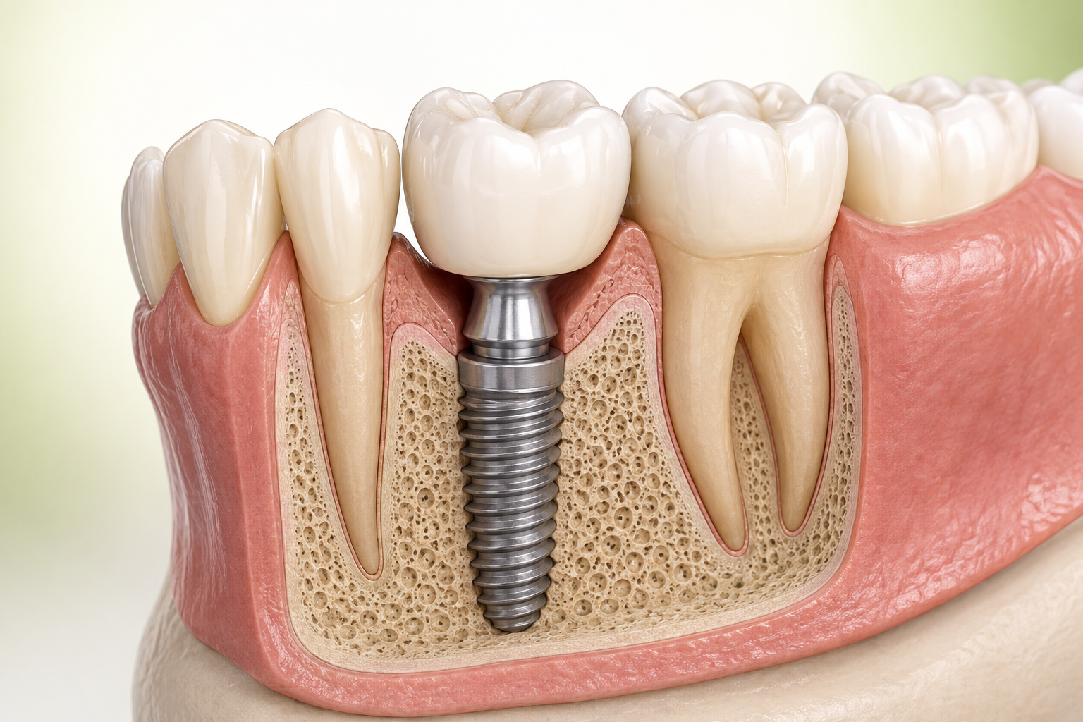 Schéma 3D d’un implant dentaire et d’une couronne